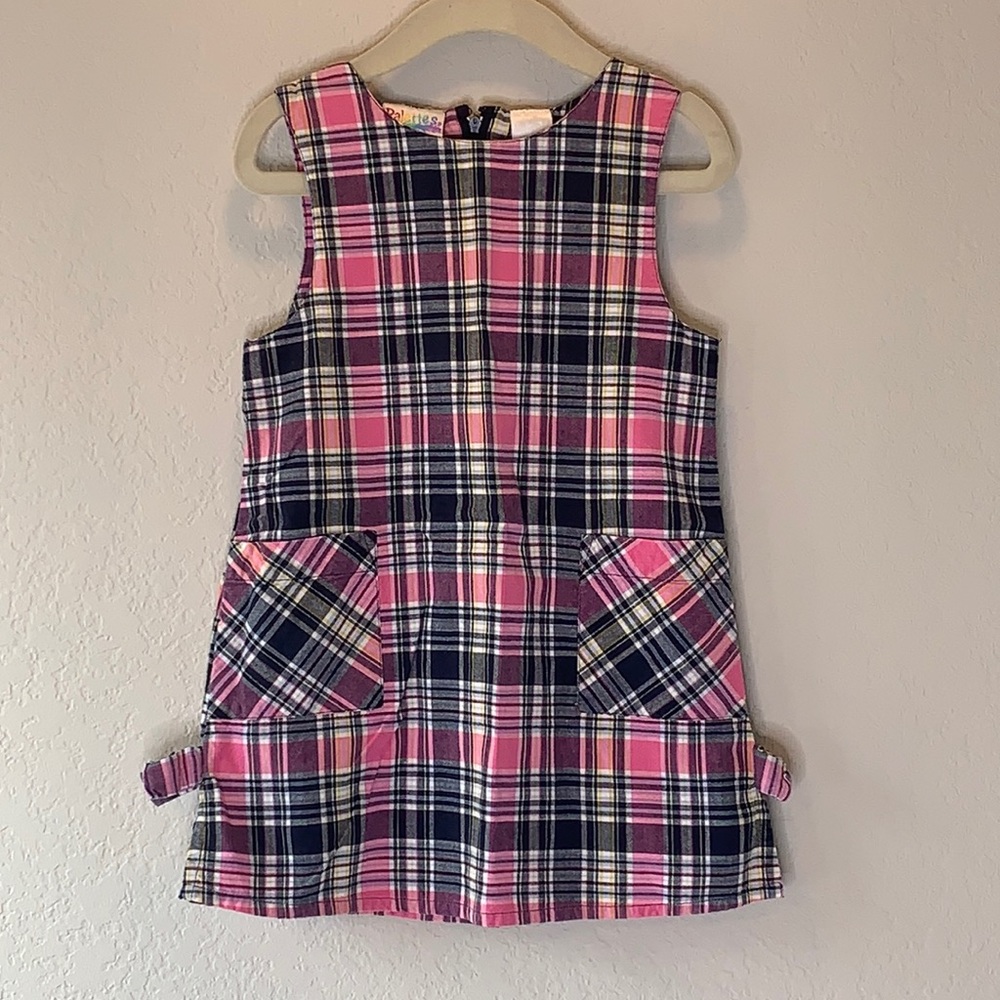 Vintage pink plaid cotton dress